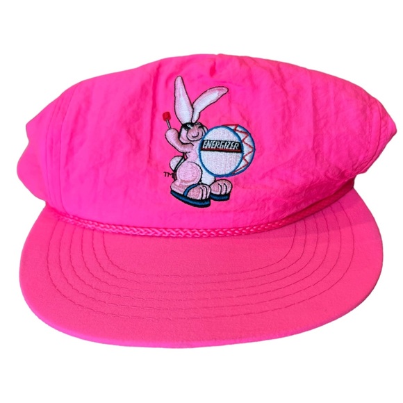 energizer Other - Vintage Energizer Bunny Nylon Snapback Hat 90's Neon Hot Pink Cap Fluorescent